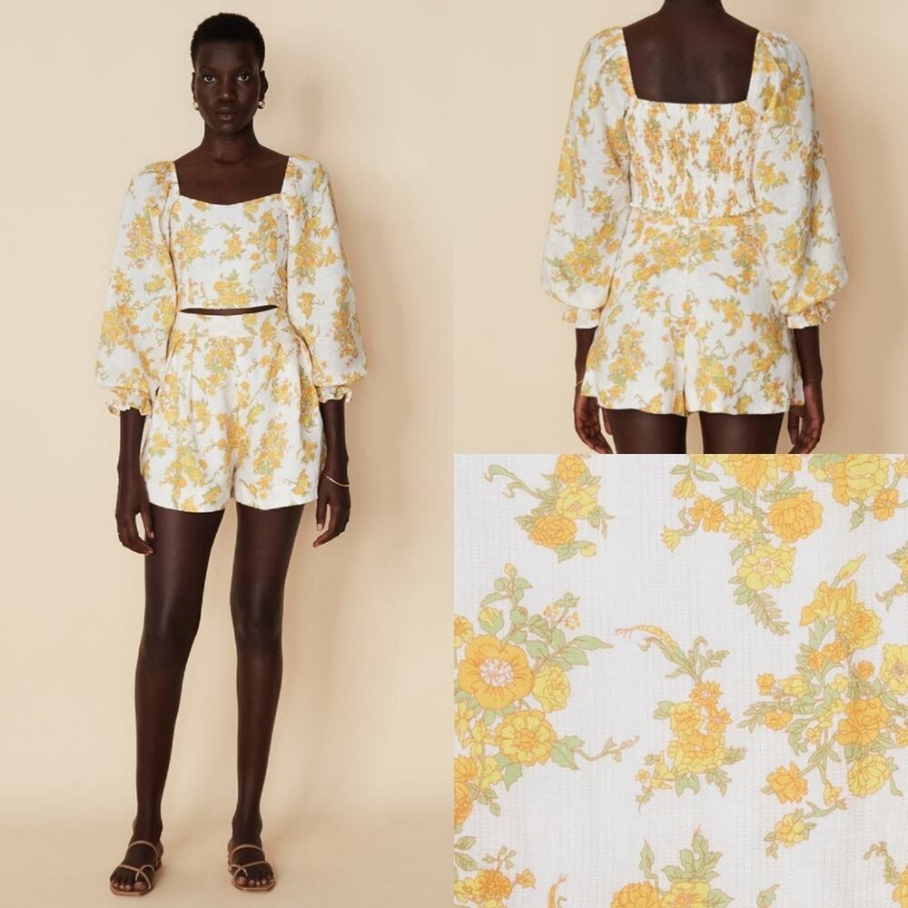 NWT Faithfull the Brand Anthropologie Ondine Linen Shorts Sz XL
